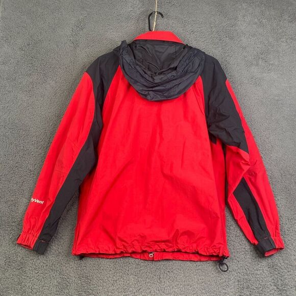 North Face Jacket Fleece Hyvent Mens M Red Black Packaway Hood - Picture 11 of 11